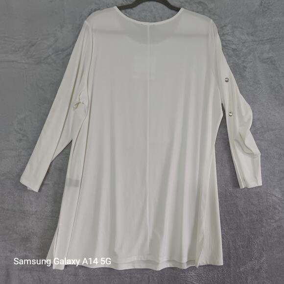 Antthony Original Cream XL Tunic Top Minimal Snap Sleeves Neutral Workwearchara - Picture 6 of 12